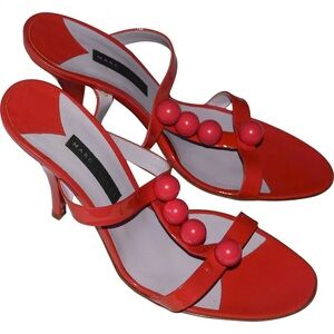Marc Jacobs Patent Beaded Strappy Heel Sandals